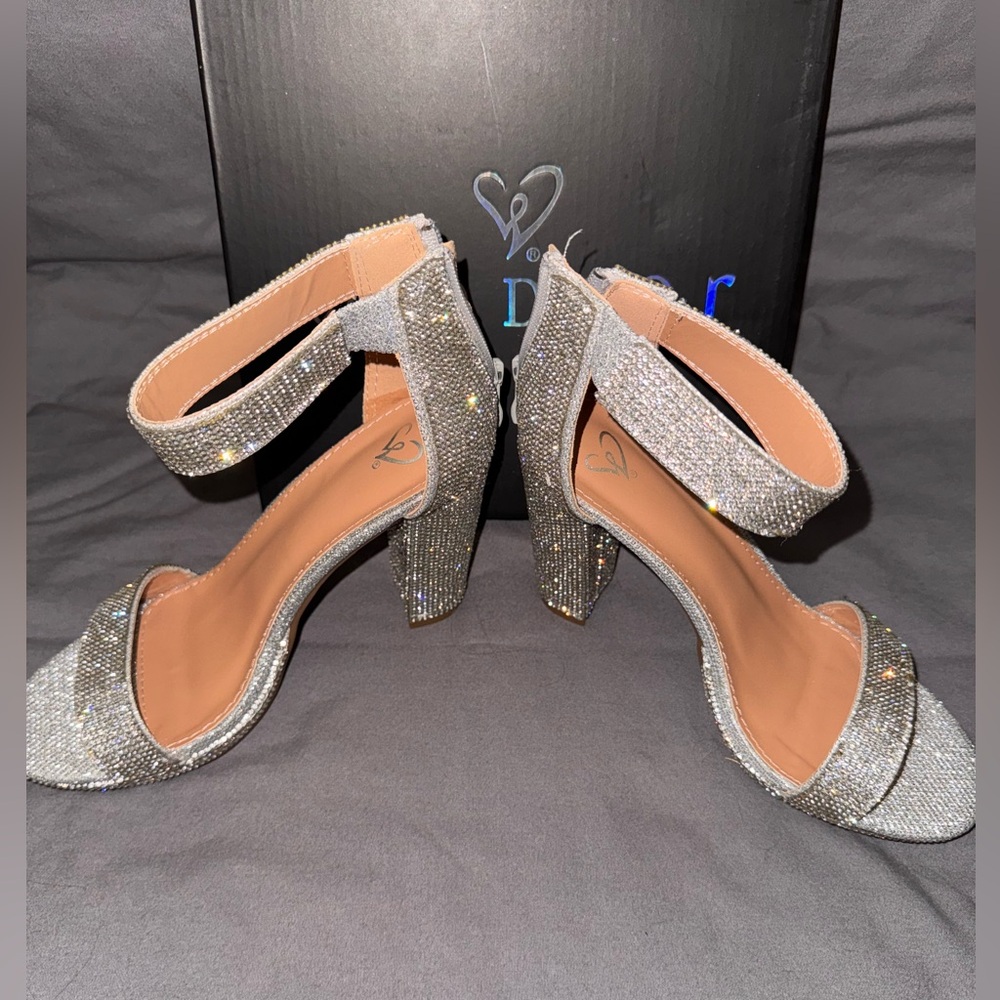 Windsor Shimmer In Rhinestone Block Heels - Picture 4 of 6
